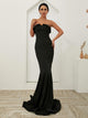 Strapless Black Mermaid Prom Dress