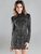Retro Geometric Rhinestone Long Sleeve Tight Party Dress