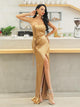 Elegant Strapless Gold Prom Dress