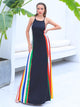 Raninbow Striped Cross Back A-Line Dress