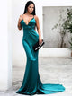 Sleeveless Open-Back Satin Long Prom Dress