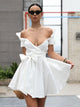Mini White Dress With Waist Tie