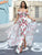 Sweetheart Deep V Floral Print Long Dress Two-Split Women Dresses MISS ORD 