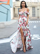 Sweetheart Deep V Floral Print Long Dress