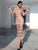 High Neck Off Shoulder Tassel Sequin Dress Back Slit Women Dresses MISS ORD 