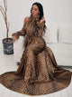 Halter Leopard Side Slit Maxi Dress