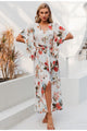 Sexy V-neck Floral Print Elegant Long Sleeve Wrapping Boho Summer Holiday Women's Long Dress
