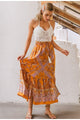 Bohemian Floral Print Women's Tassel Elastic Waist A-line Spring Summer Holiday Long Skirt
