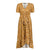 women's Polka dot Ruffled short sleeve v-neck boho Summer puff sleeve button bow midi dress