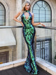 Sexy Halter Sequin Green Cocktail Dress