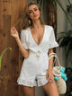 Short White Ruffled Casual Jumpsuit