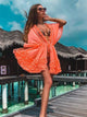 Orange Ruffle A Line Mini Beach Dress