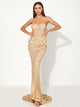 Off Shoulder Glitter Backless Sequin Prom Dress
