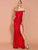 Off Shoulder Sequin Red Gown MISS ORD 