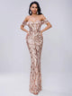 Elegant Prom Rose Gold Sequin Dress