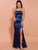 Elegant Blue Satin Long Dresses MISS ORD 