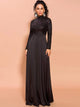 Retro High Collar Long Black Dress