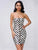 Black And White Grid Leather Mini Dress With Zipper Women Dresses MISS ORD 