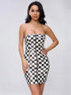 Majd Grid Leather Party Dress