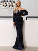 Off Shoulder Sequin Elegant Maxi Prom Dress