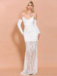 Elegant Off Shoulder Long Sleeve White Lace Dress