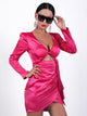 Short Satin Long Sleeve Party Dress
