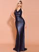 Ancient Cowl Neck Backless Bright Black Dess
