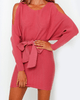 Sexy Off Shoulder Long Sleeved Lace Up Sweater Dress