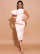 Ruffle Midi Formal Cocktail Semi Dress