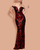 Showy Vintage Wine Red Petal Sequined Night Out Dress