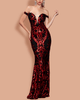 Showy Vintage Wine Red Petal Sequined Night Out Dress