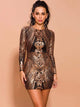 Retro Sequined Long Sleeve Mini Party Dress
