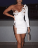 Sexy Bra Off Shoulder Mesh Patchwork Mini Dress