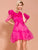 Rose Red Petal Neckline Mini Party Tutu Dress