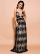 Embroidered Mesh Long Party Dress