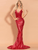 V Neck Backless Sequined Bodycon Maxi Prom Dress