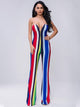 Strapless Rainbow Striped Jumpsuit