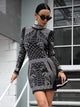 Mini Black Party Dress With Diamond Beads