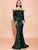 Off Shoulder Feather Sequin Green Party Dress