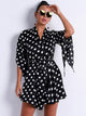 Half Sleeve White Dot Short Casual Dress