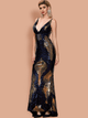 Sexy Deep V Backless Multi Color Sequins Prom Dress