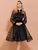 Mini Perspective Bowknot Black Party Dress