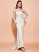 Silver Mesh Elegant Long Prom Dress