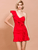 One Shoulder Sleeveless Ruffle Short Red Party Dress