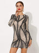 Long Sleeve Mini Sequin Party Dress