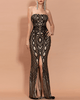 Retro Geometric Patterns Strapless Middle Split Sequin Dress
