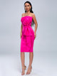 Strapless Bodycon Midi Pink Dress