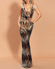 Gradient Multi Color Sequins V Neck Backless Prom Dress